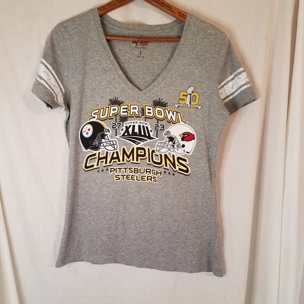 Women's L NFL Pittsburgh Steelers Super Bowl XLlll‎ Champions T Shirt 2009 4 Her